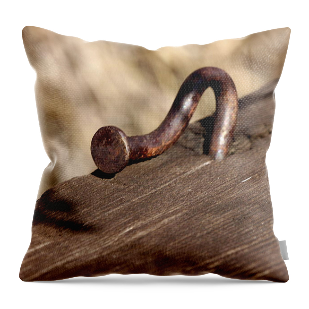 James Smullins Throw Pillow featuring the photograph Bent nail by James Smullins