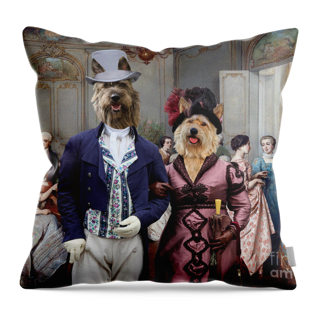 Berger Picard Throw Pillow featuring the painting Berger Picard - Picardy Shepherd Art Canvas Print - Elegant Society by Sandra Sij