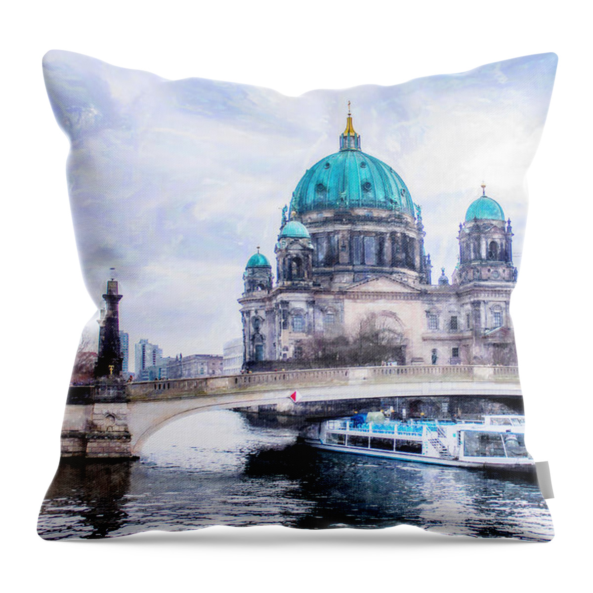 Berlin Throw Pillow featuring the painting Berliner Dom by Chris Armytage
