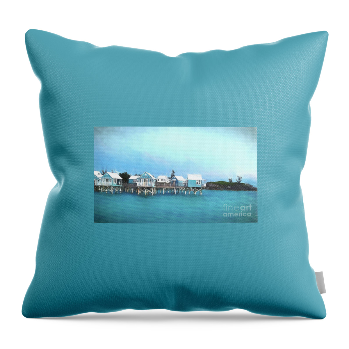 Beach Throw Pillow featuring the photograph Bermuda Coastal Cabins by Luther Fine Art