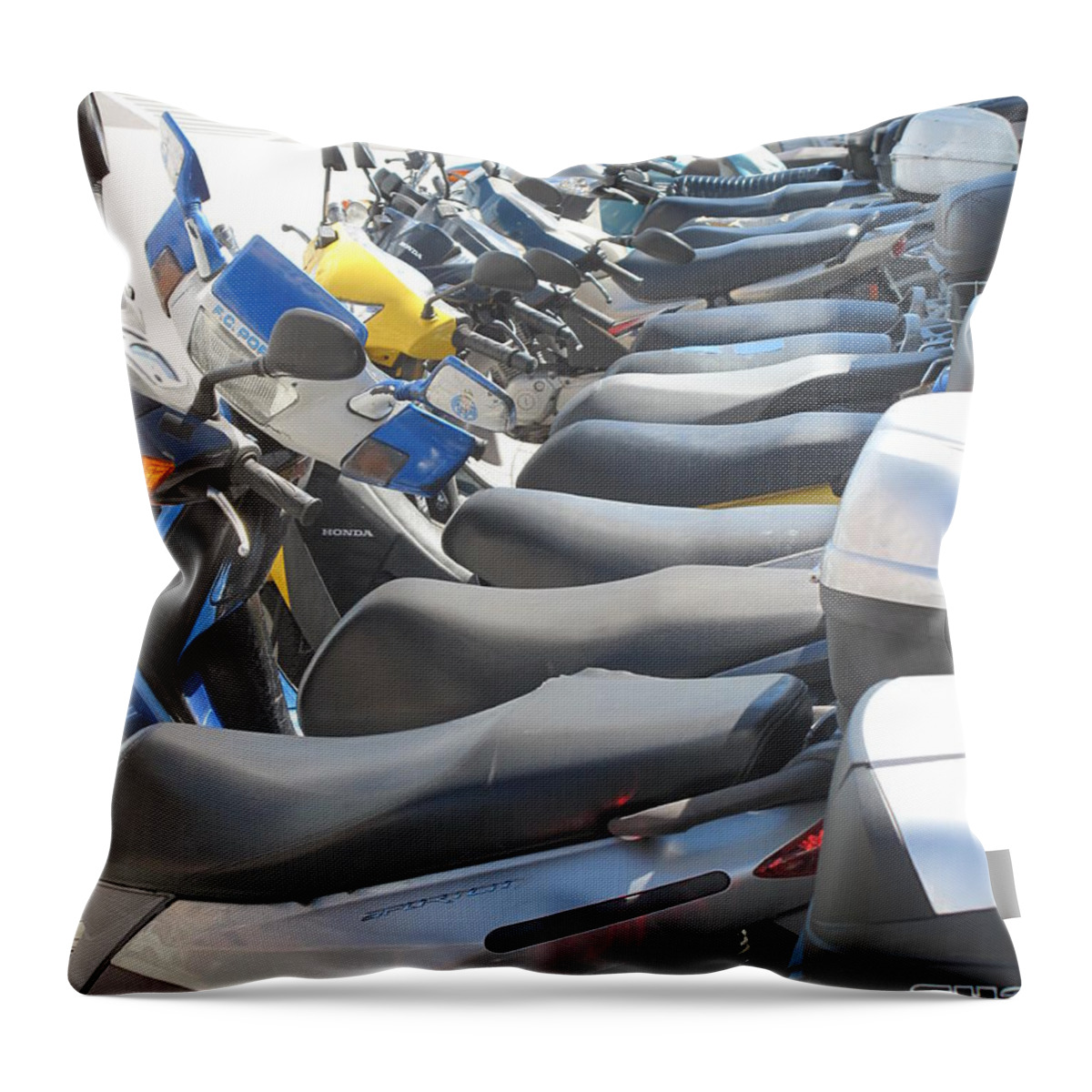 Scooters Throw Pillow featuring the photograph Bermuda Scooters by Ian MacDonald