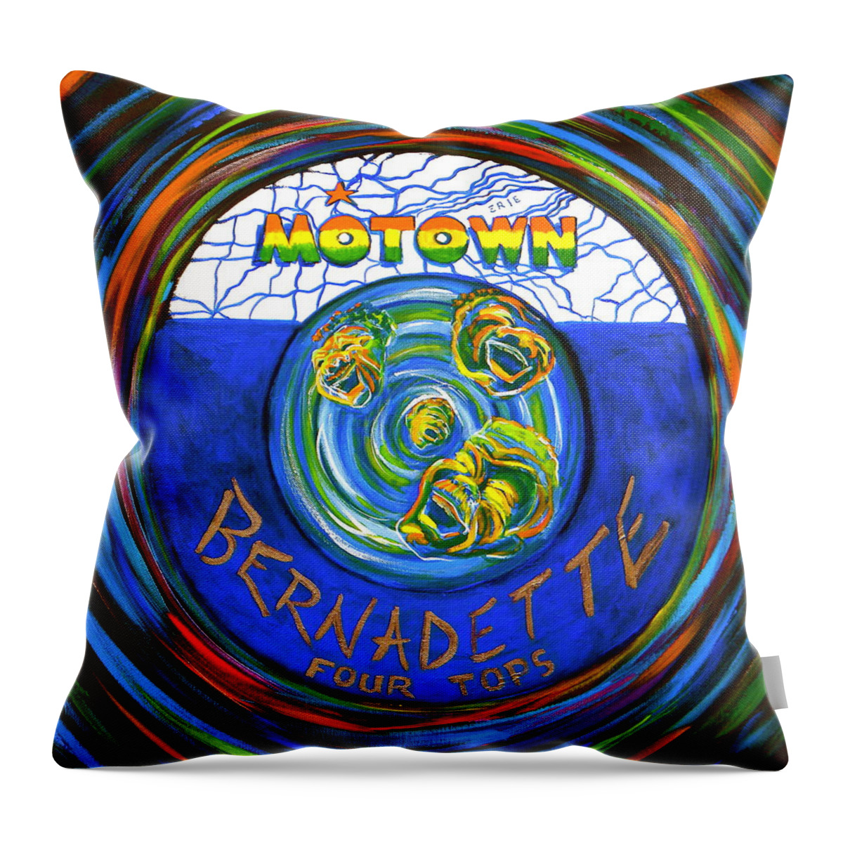 Music Throw Pillow featuring the painting Bernadette by Four Tops by Jeanette Jarmon