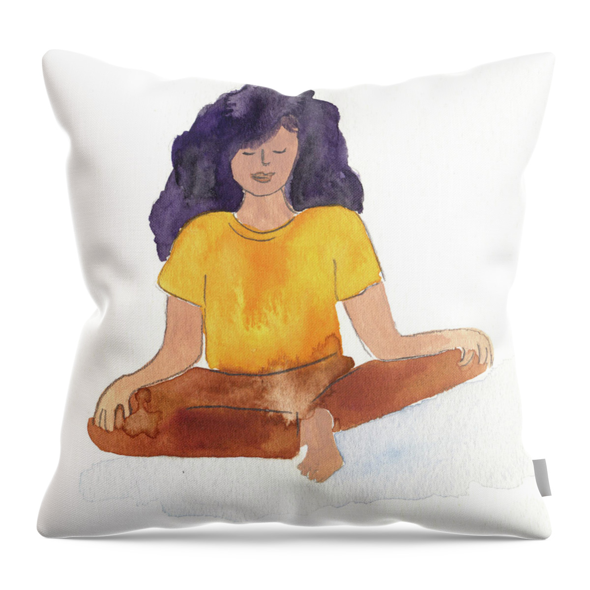 Meditation Throw Pillow featuring the painting Berni Meditating by Claud Brown