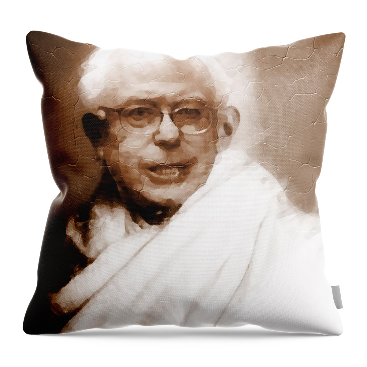 Bernie Sanders Throw Pillow featuring the digital art Bernie Gandhi by Eric Wait