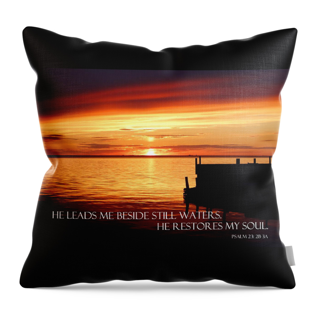 Sunset Throw Pillow featuring the photograph Beside Still Waters by David T Wilkinson