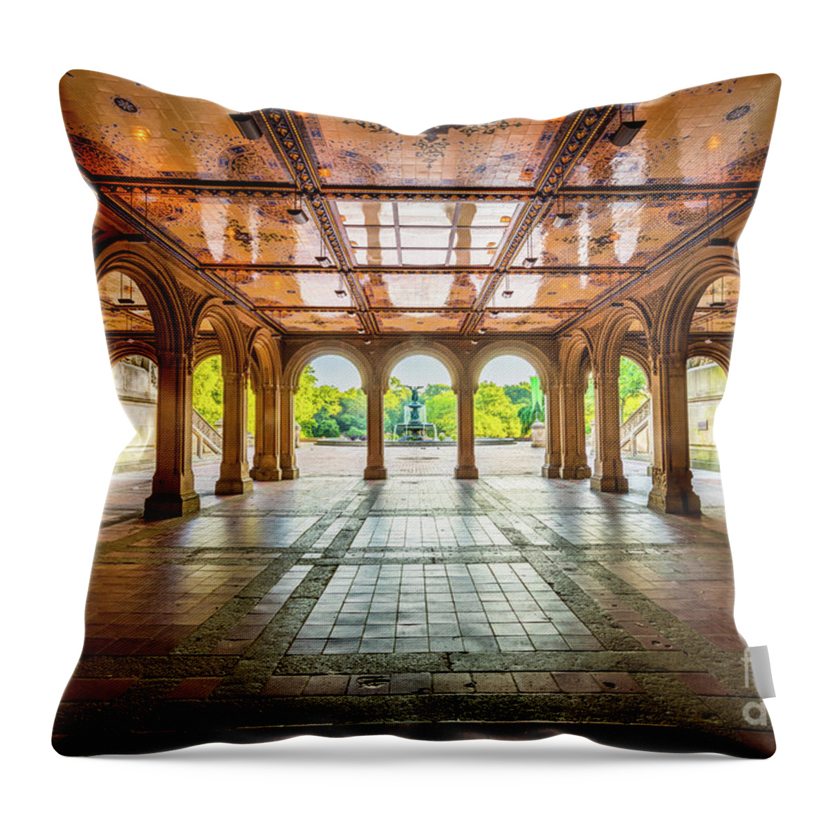 America Throw Pillow featuring the photograph Bethesda Terrace by Inge Johnsson