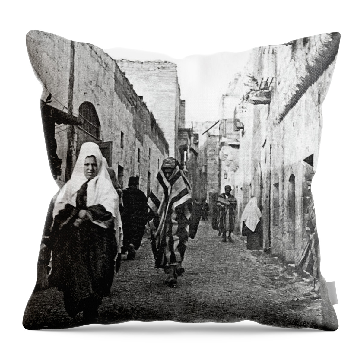 Bethlehem Throw Pillow featuring the photograph Bethlehem Star Road 1934 by Munir Alawi