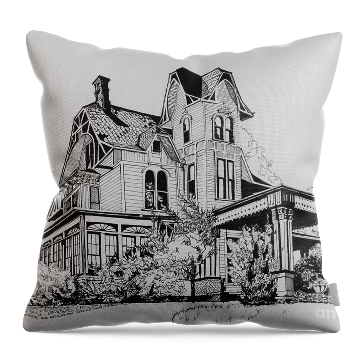 Betsy Ross' Home In Dover Throw Pillow featuring the drawing Betsy Ross' Home in Dover, N.J. by Alan Johnson