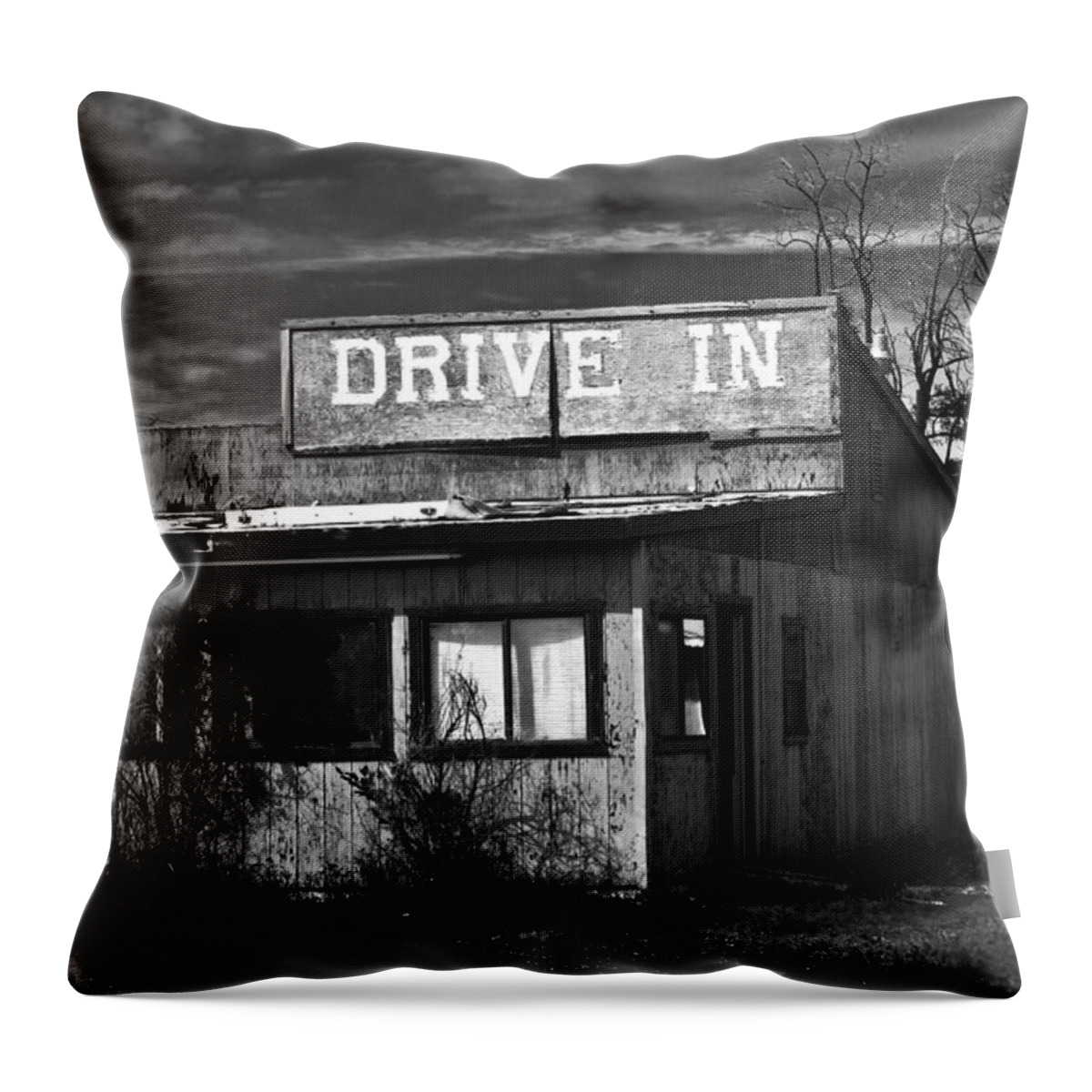 Movie Theater Throw Pillow featuring the photograph Better Days - An Old Drive-In by Joseph Noonan