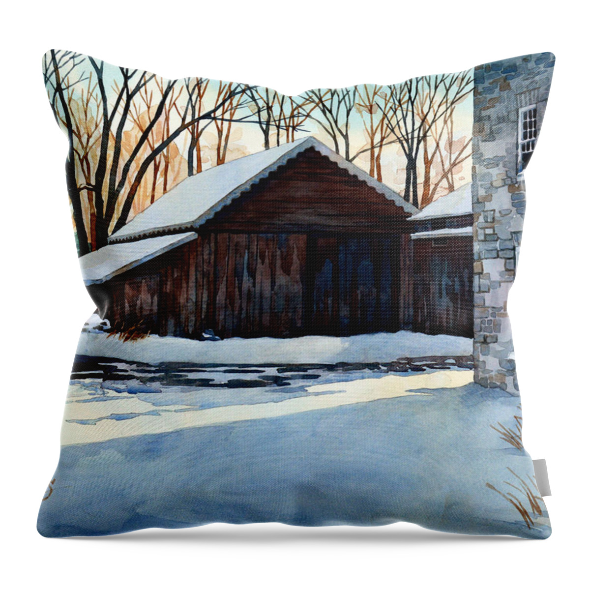 Landscape Throw Pillow featuring the painting Better Days by Mick Williams