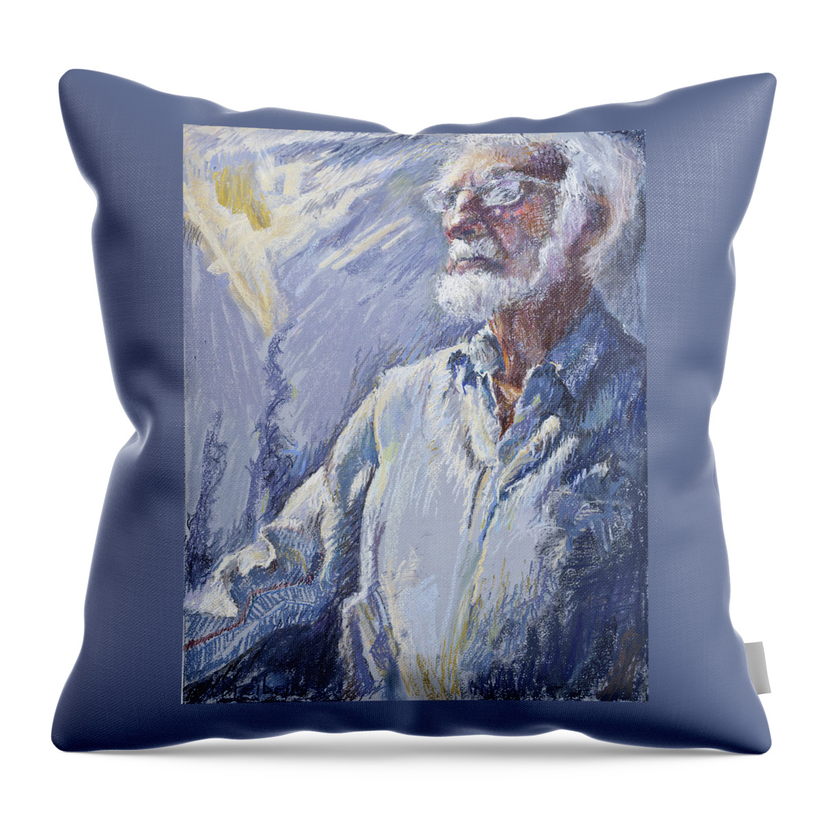 Man Throw Pillow featuring the painting Between Two Worlds by Ellen Dreibelbis