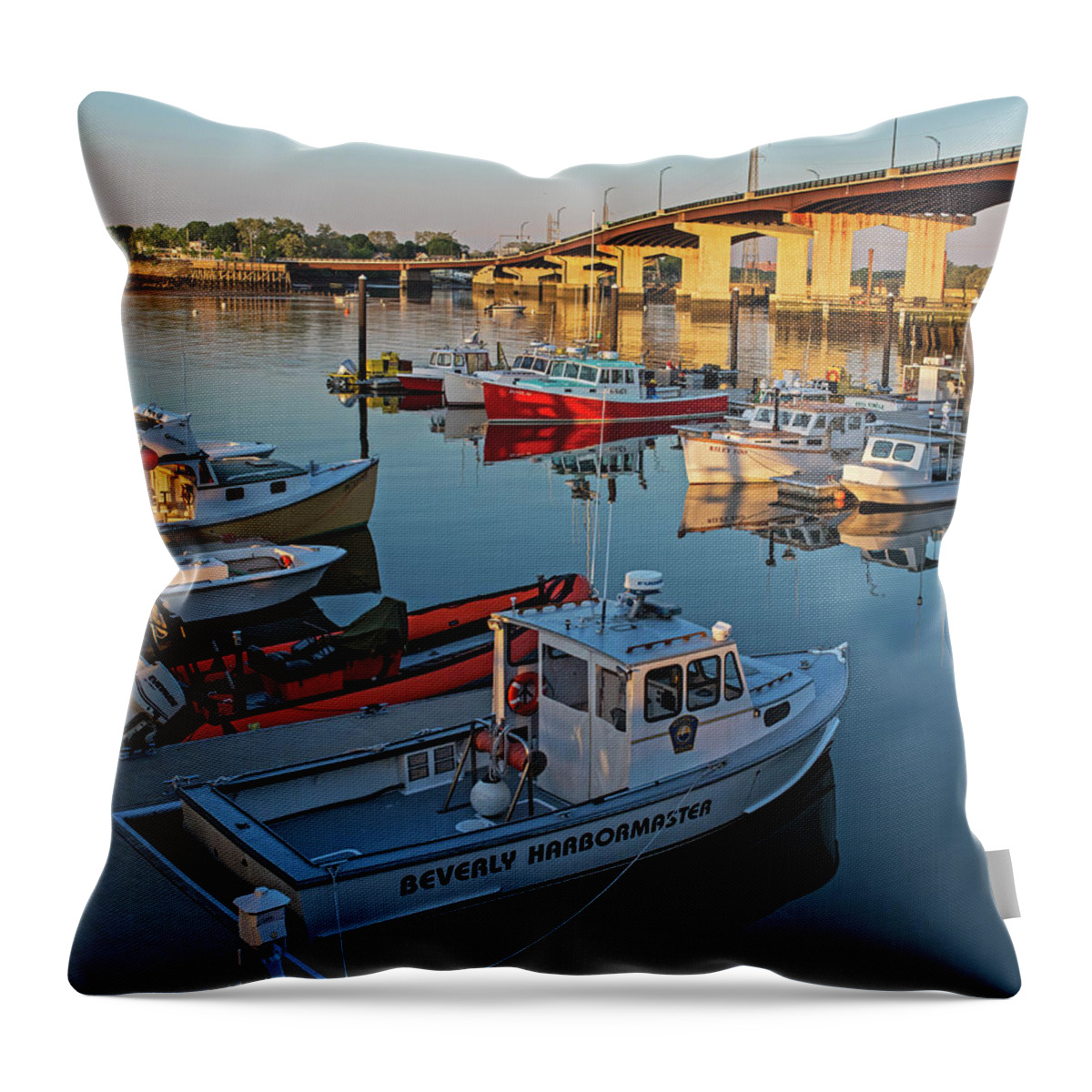Beverly Throw Pillow featuring the photograph Beverly Harbor At Sunrise Beverly MA by Toby McGuire
