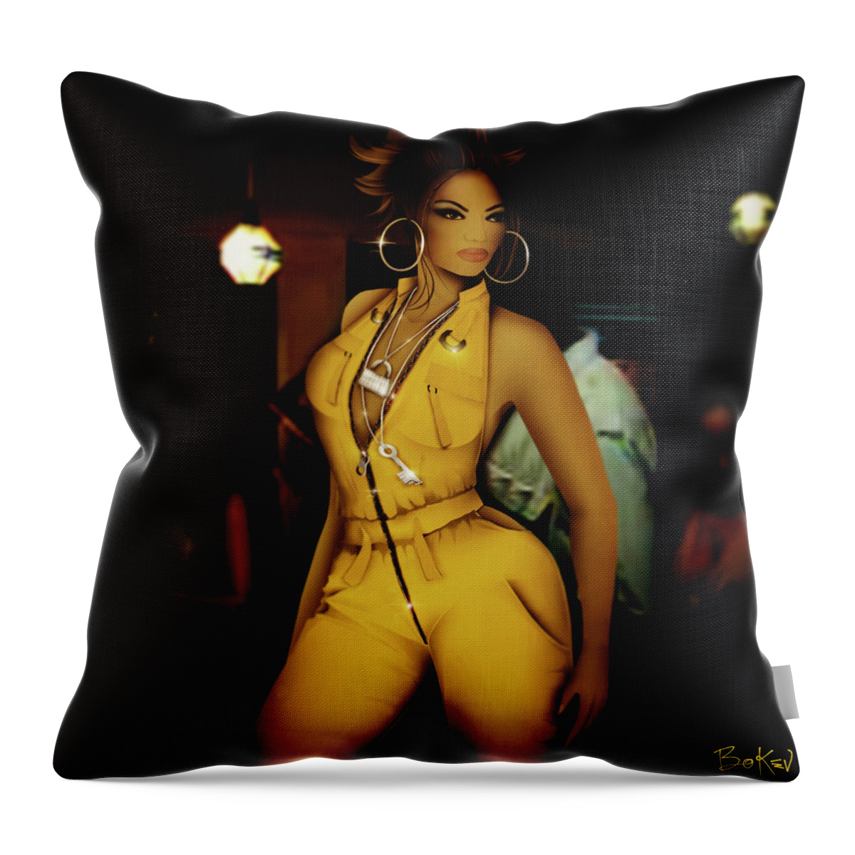 Beyonce Throw Pillow featuring the digital art Beyonce - Baby Boy 3 by Bo Kev