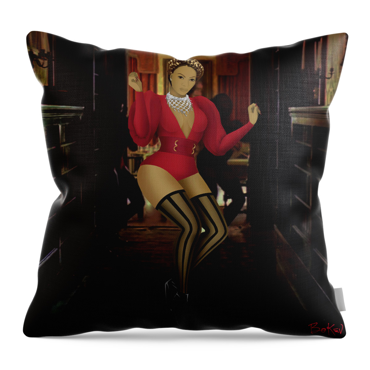 Beyonce Throw Pillow featuring the digital art Beyonce - Formation 1 by Bo Kev