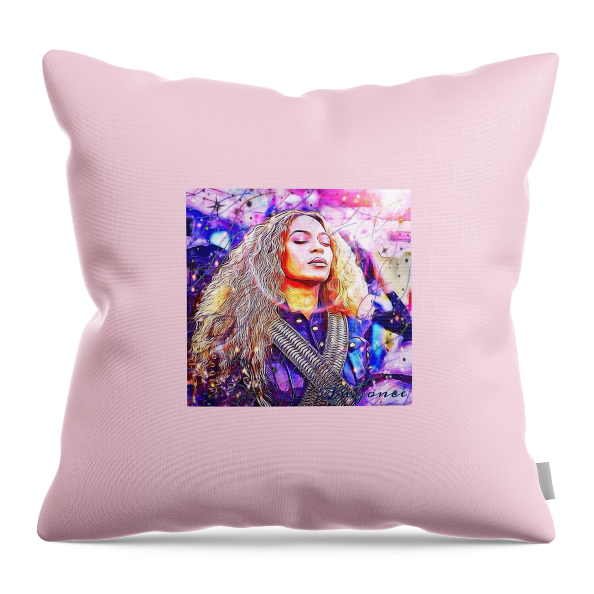 Digital Art Throw Pillow featuring the digital art Beyonce by Karen Buford