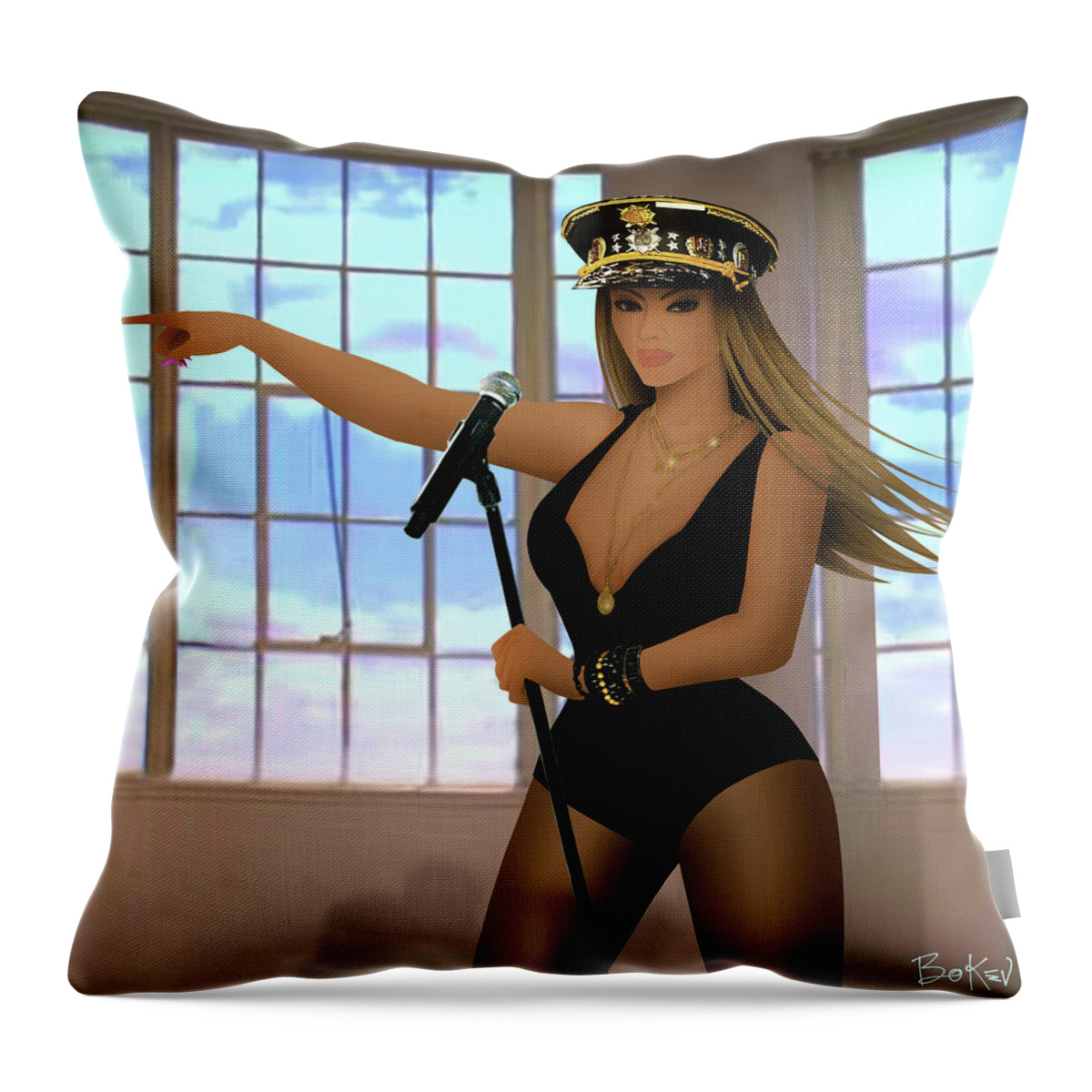 Beyonce Throw Pillow featuring the digital art Beyonce - Love On Top by Bo Kev
