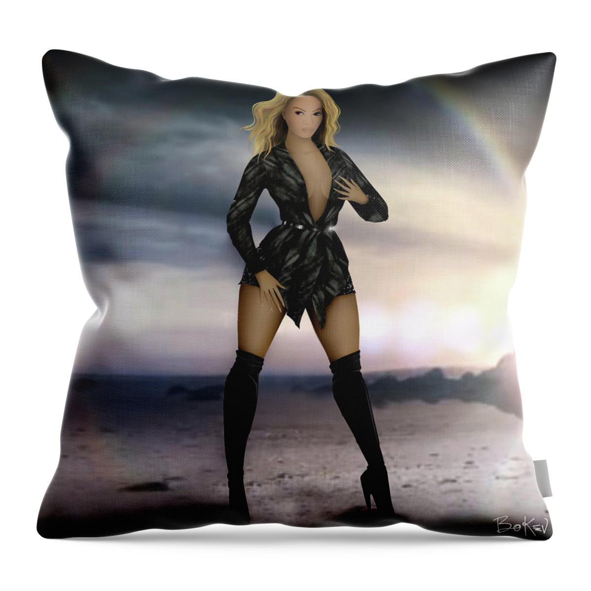 Beyonce Throw Pillow featuring the digital art Beyonce - Sweet Dreams by Bo Kev