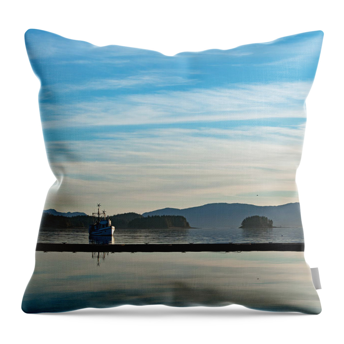 Seascape Throw Pillow featuring the photograph Beyond the Breakwater by Cathy Mahnke