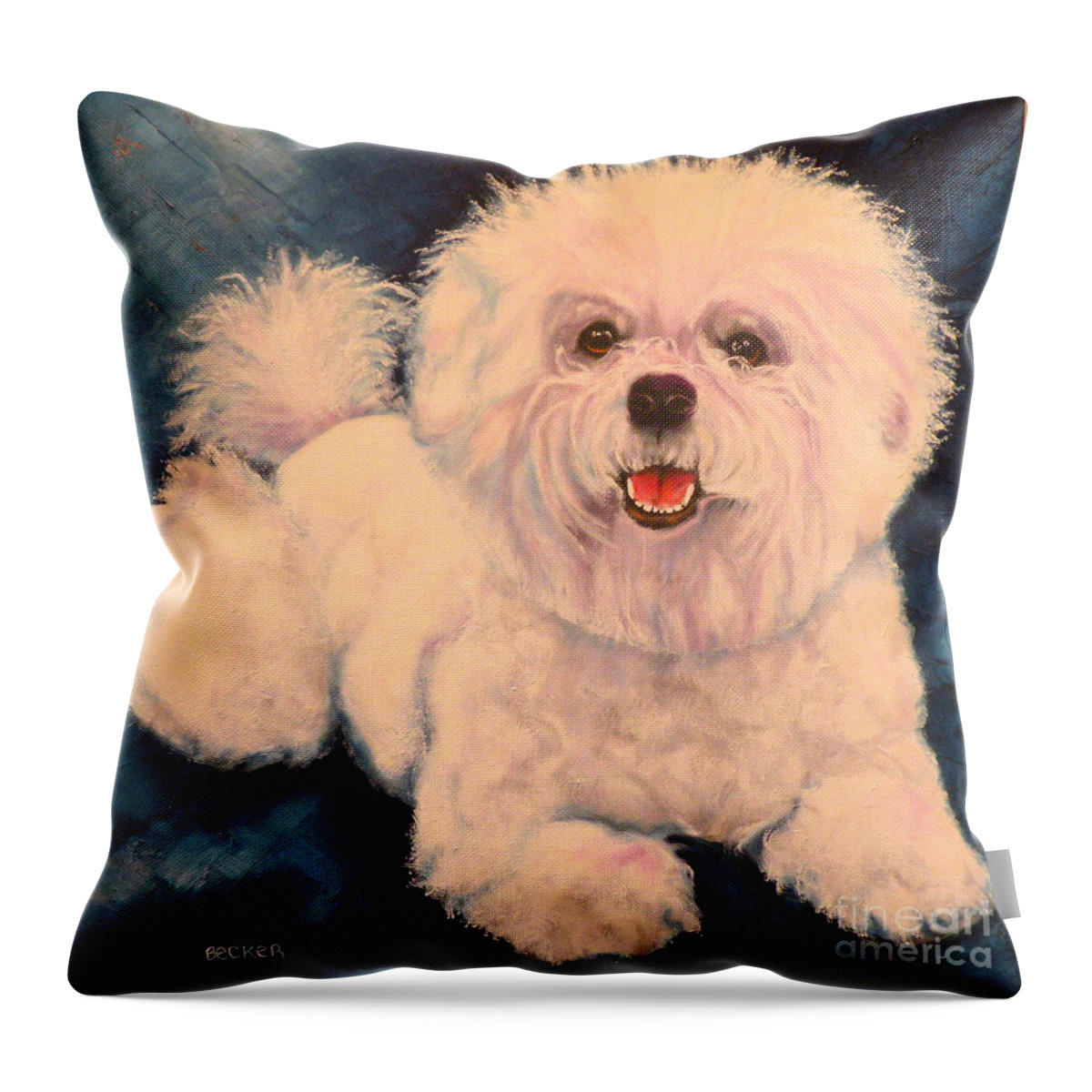 Bichon Frise Throw Pillow featuring the painting Bichon Frise by Susan A Becker
