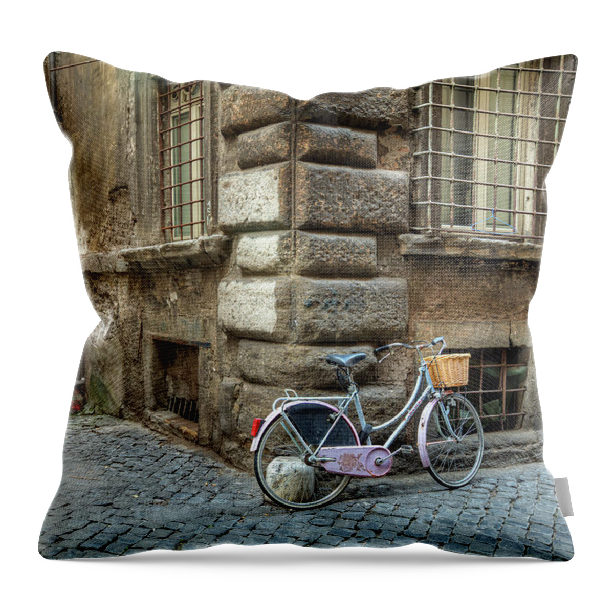 Italy Throw Pillow featuring the photograph Bicycle in Rome by Al Hurley