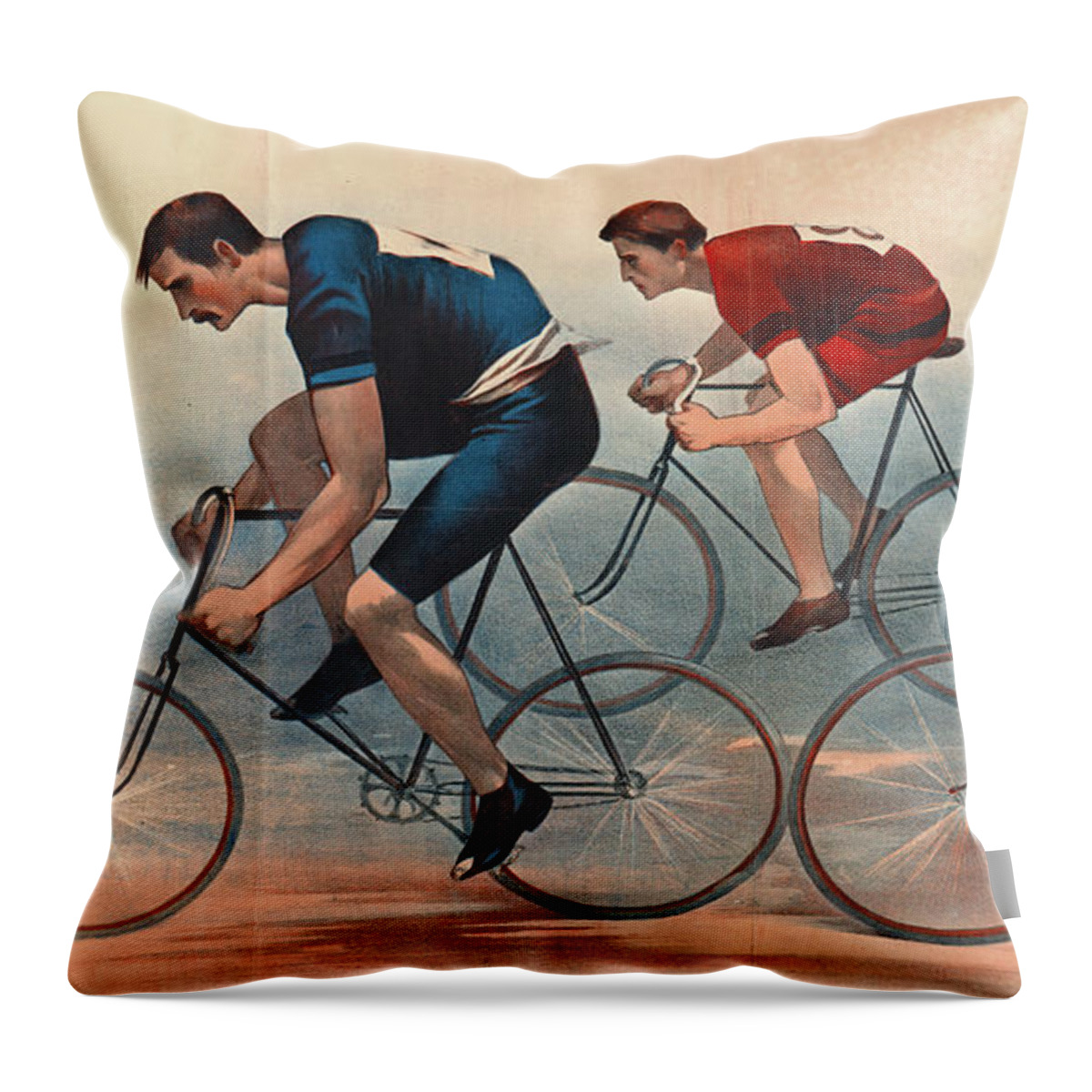 Bicycle Lithos Advertisement 1896nt Throw Pillow featuring the photograph Bicycle Lithos Ad 1896nt by Padre Art
