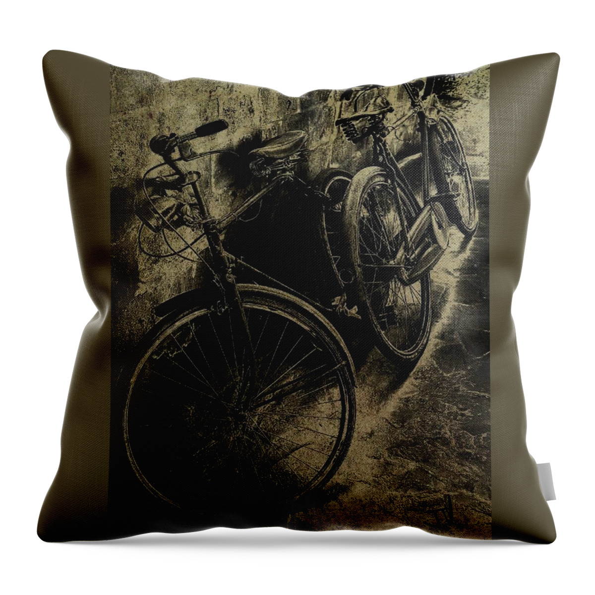 Bicycles Throw Pillow featuring the photograph Bicycles in Cyprus by Jim Vance