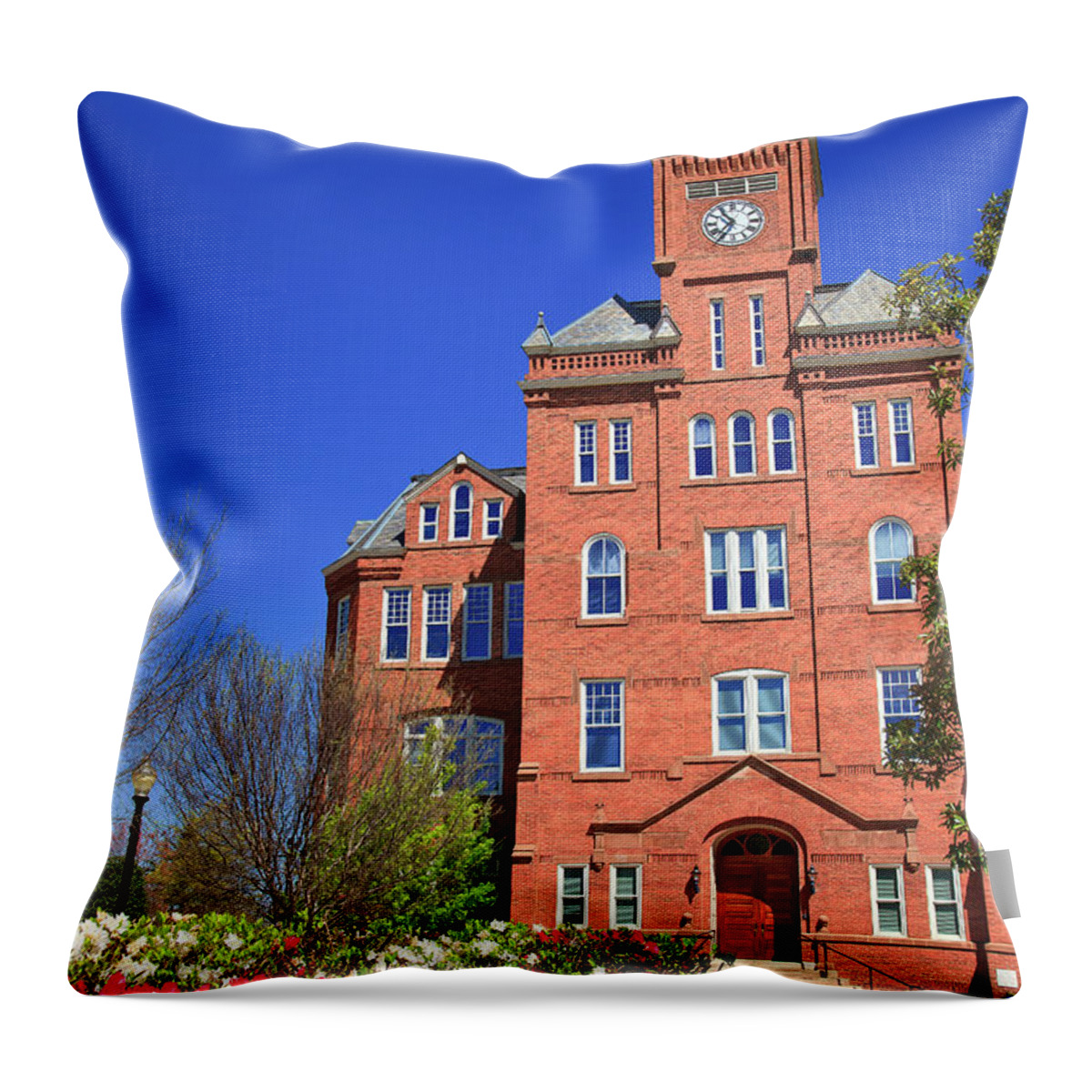Johnson C Smith Throw Pillow featuring the photograph Biddle Hall in the Spring by Jill Lang