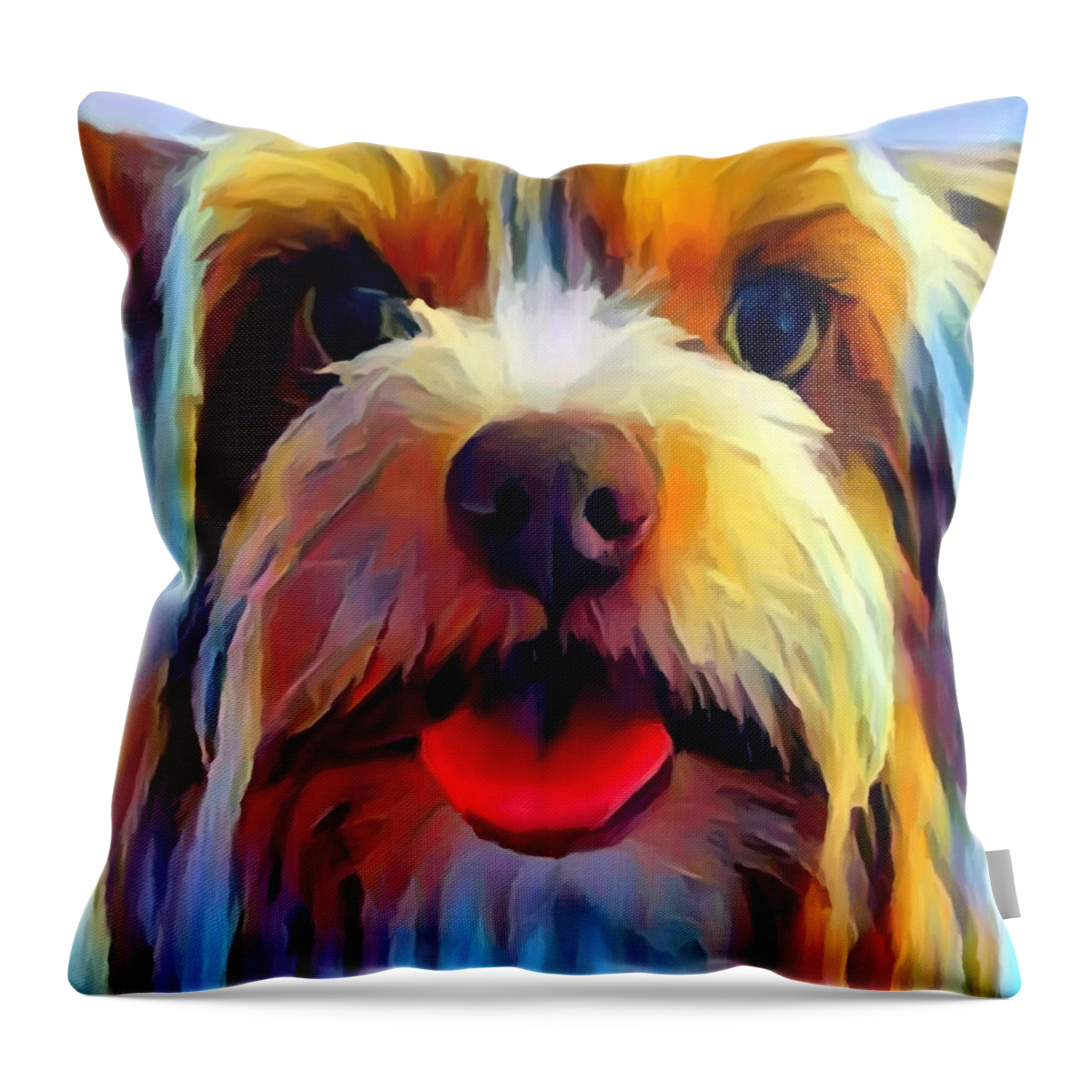 Biewer Terrier Throw Pillow featuring the painting Biewer Terrier by Chris Butler