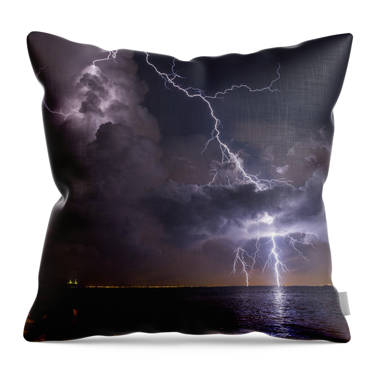 Lightning Throw Pillow featuring the photograph Big Bolt by Justin Battles
