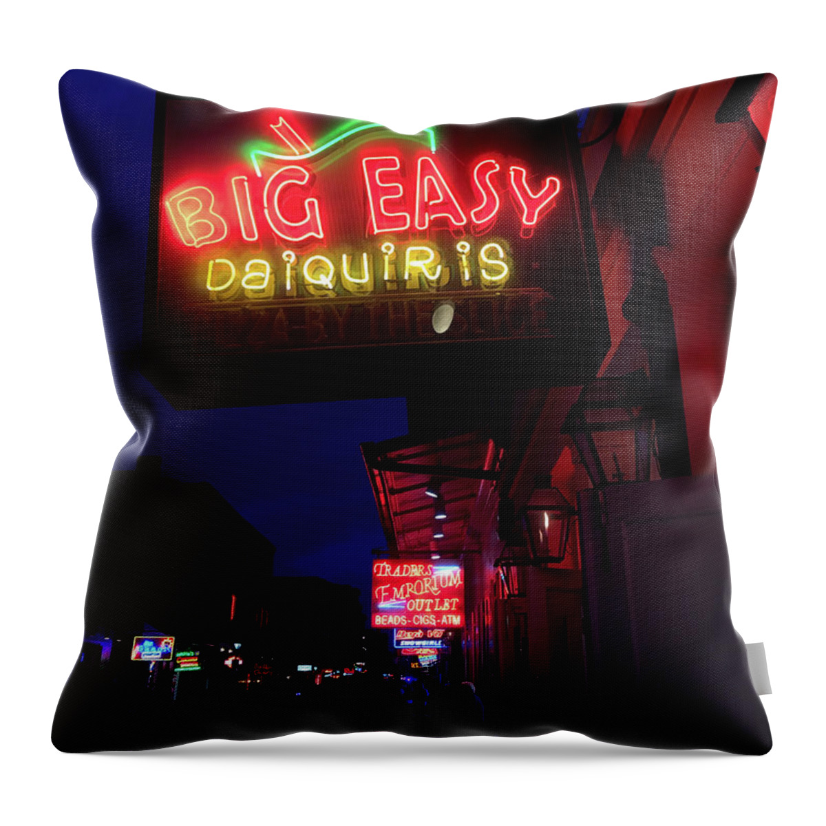 New Orleans Throw Pillow featuring the photograph Big Easy Sign by Steven Spak