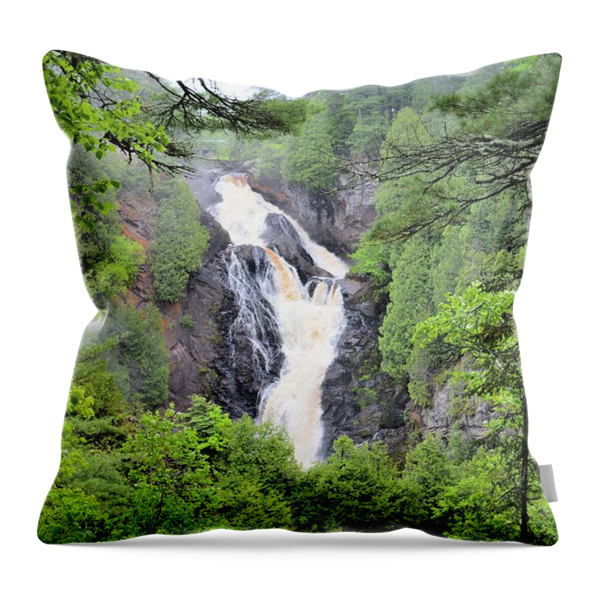 Nature Throw Pillow featuring the photograph Big Manitou Falls by Bonfire Photography