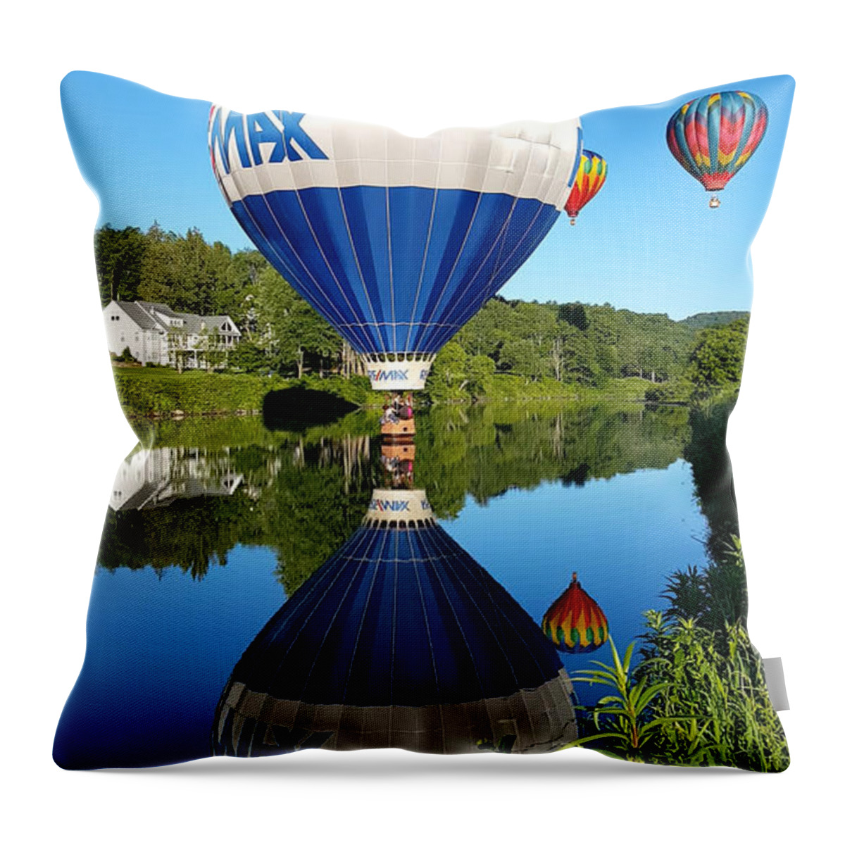New England Throw Pillow featuring the photograph Big max balloon on the surface by Jeff Folger