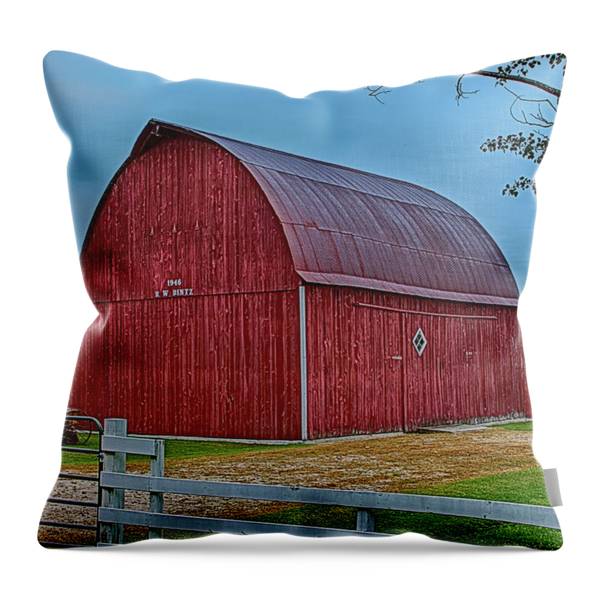 Cross Village Throw Pillow featuring the photograph Big Red Barn at Cross Village by Bill Gallagher