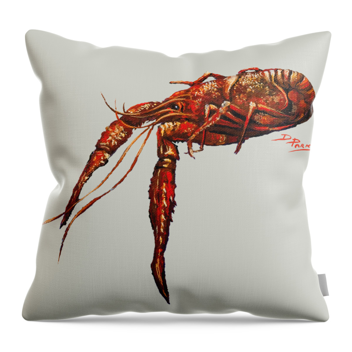  Louisiana Crawfish Throw Pillow featuring the painting Big Red by Dianne Parks