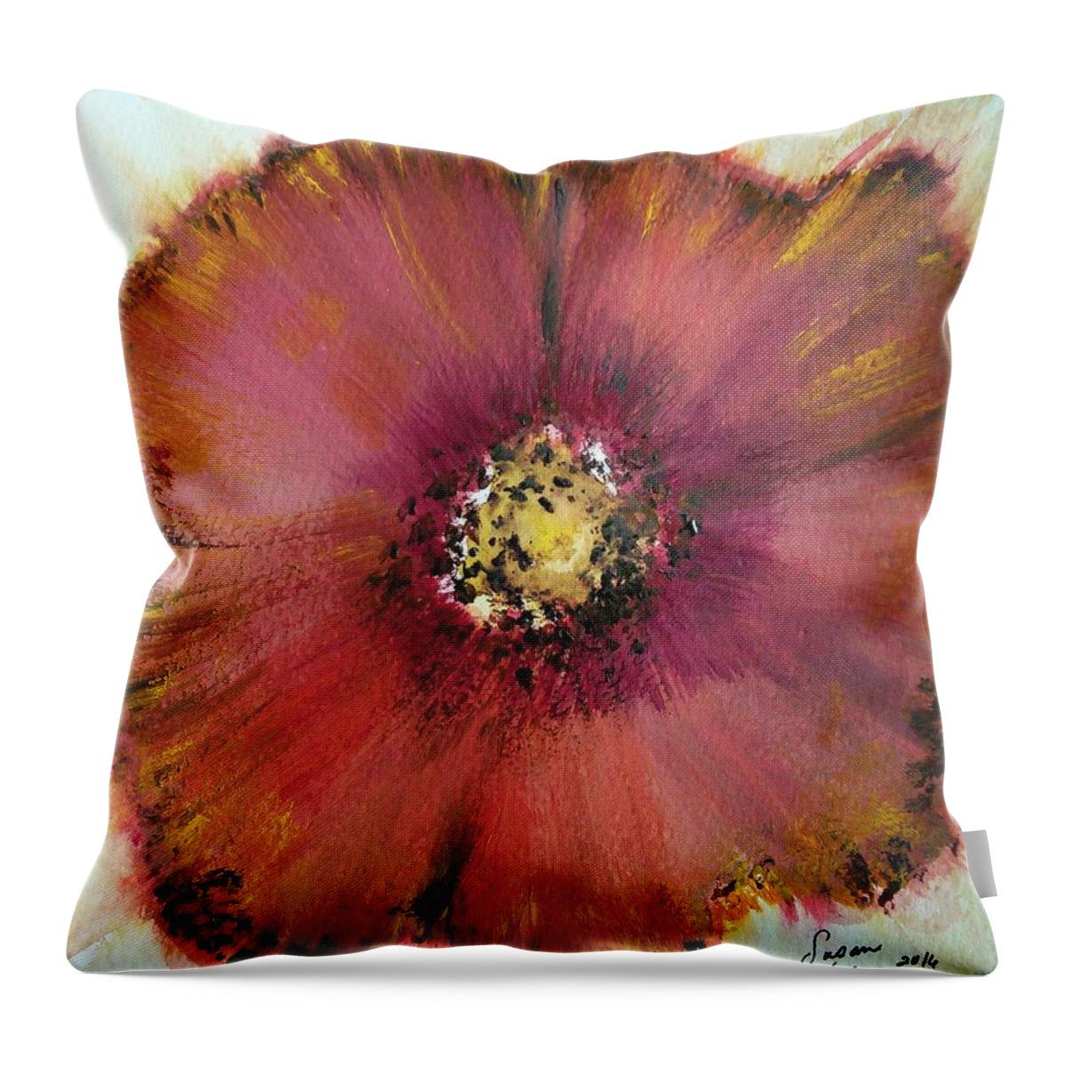 Big Flower Throw Pillow featuring the painting Big Red Flower by Susan Nielsen