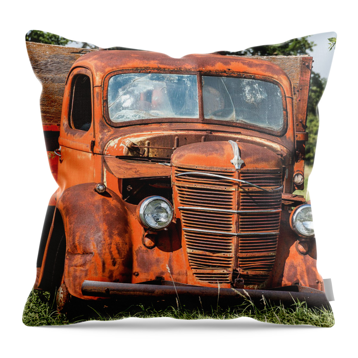 Steven Bateson Throw Pillow featuring the photograph Big Red International Truck by Steven Bateson