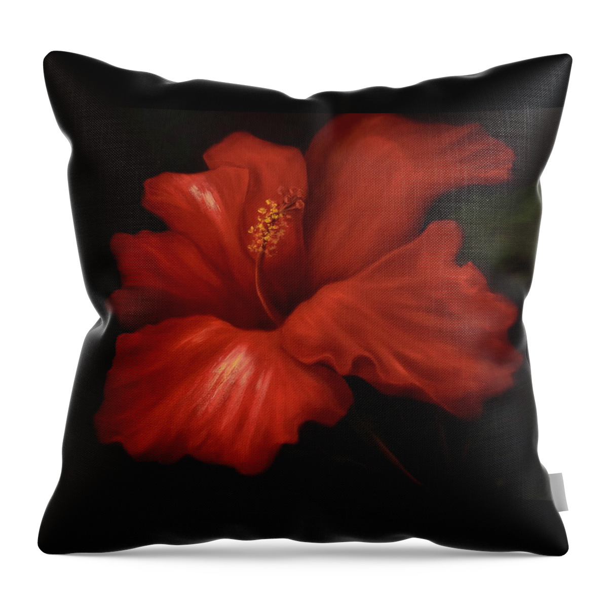 Hibiscus Throw Pillow featuring the painting Big Red by Lynne Pittard