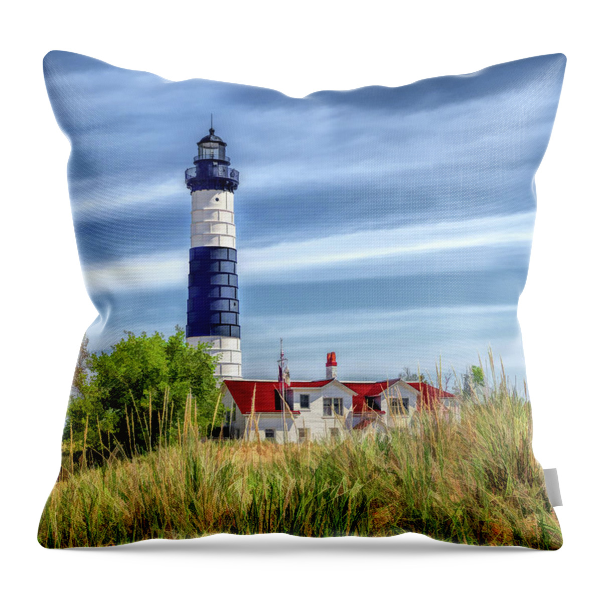 Big Sable Point Throw Pillow featuring the painting Big Sable Point by Christopher Arndt