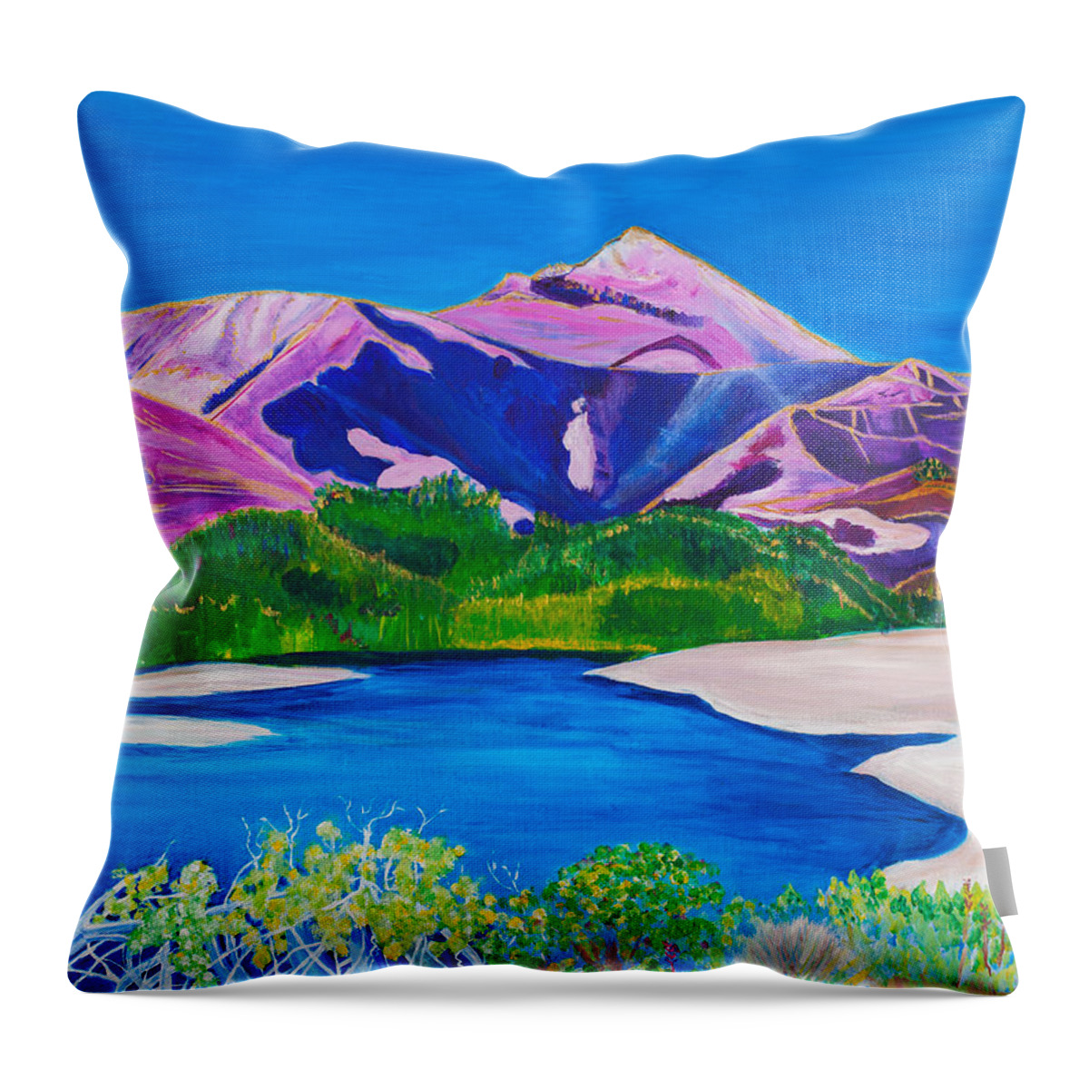 Mountains Throw Pillow featuring the painting Big Sur 30 x 40 by Santana Star