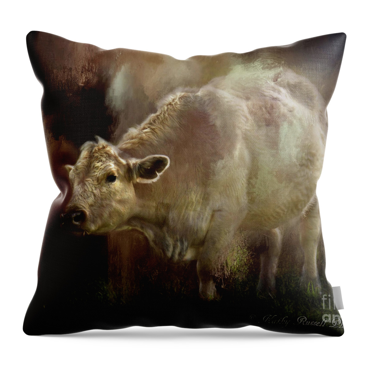 Cow Throw Pillow featuring the photograph Big White Cow by Kathy Russell