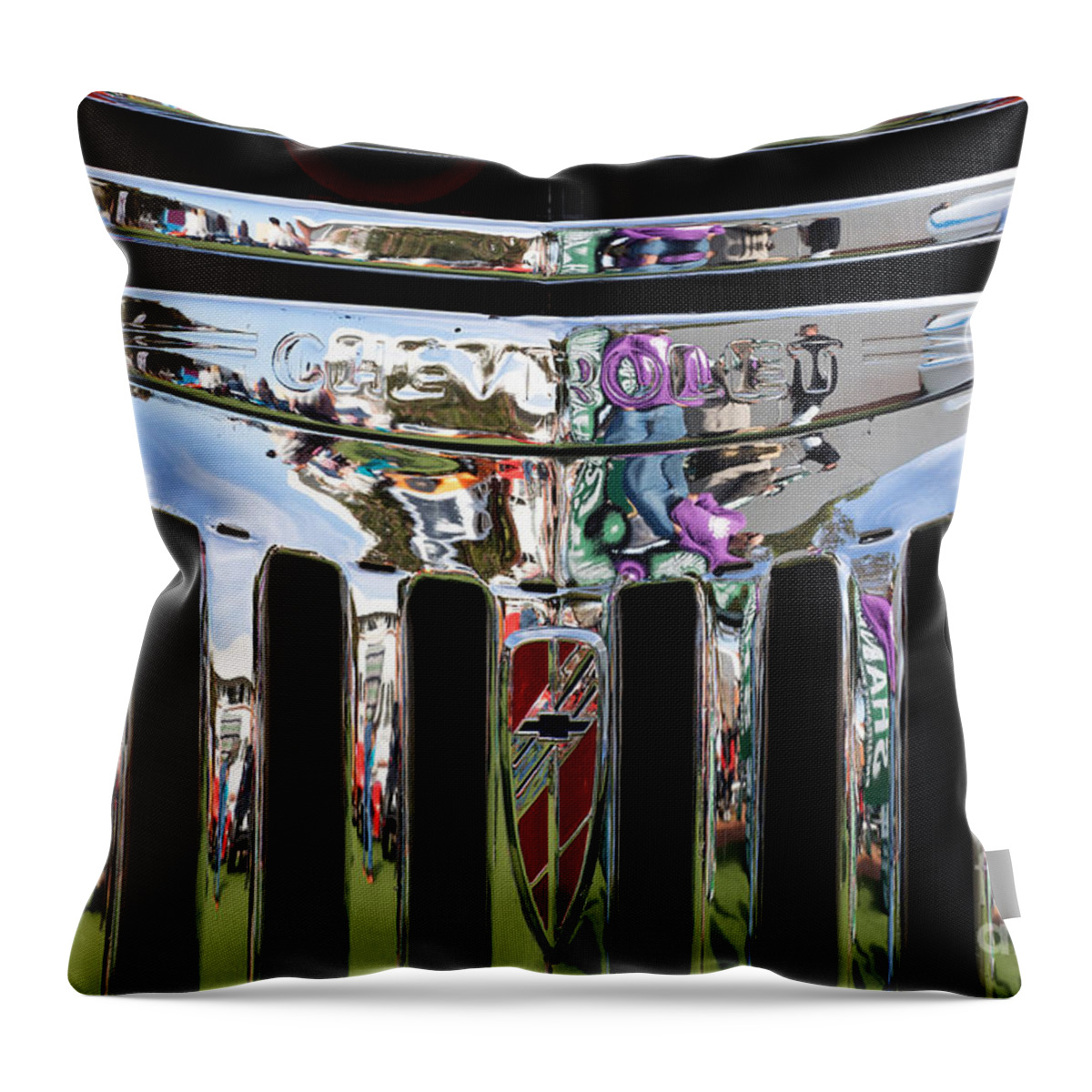Chrome Throw Pillow featuring the photograph Chevrolet Grille 02 by Rick Piper Photography