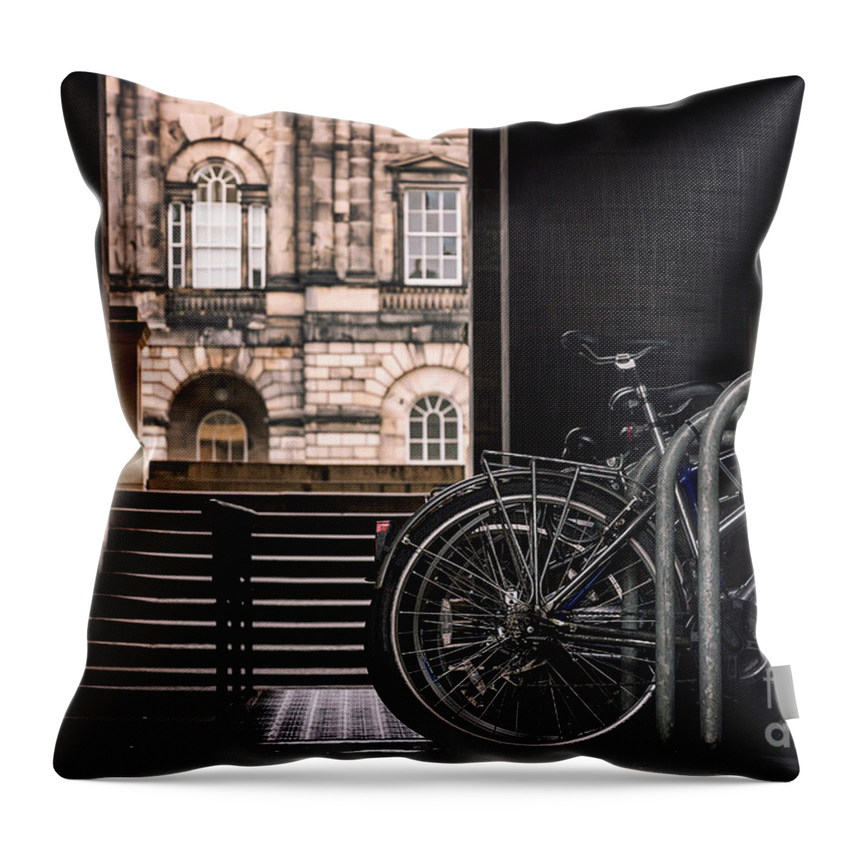 University Throw Pillow featuring the photograph Bikes and University by Jane Rix