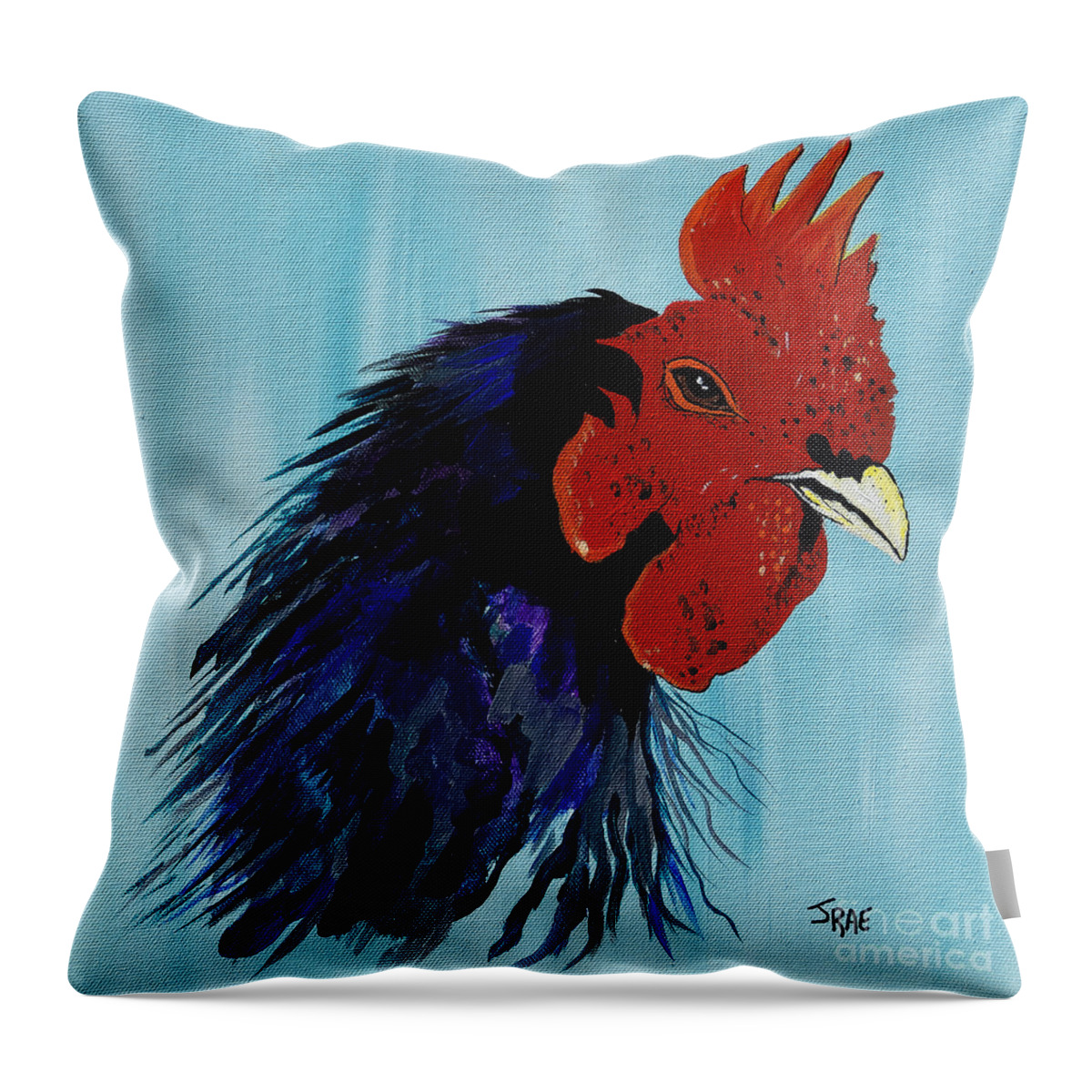 Cock Throw Pillow featuring the painting Billy Boy the Rooster by Janice Pariza