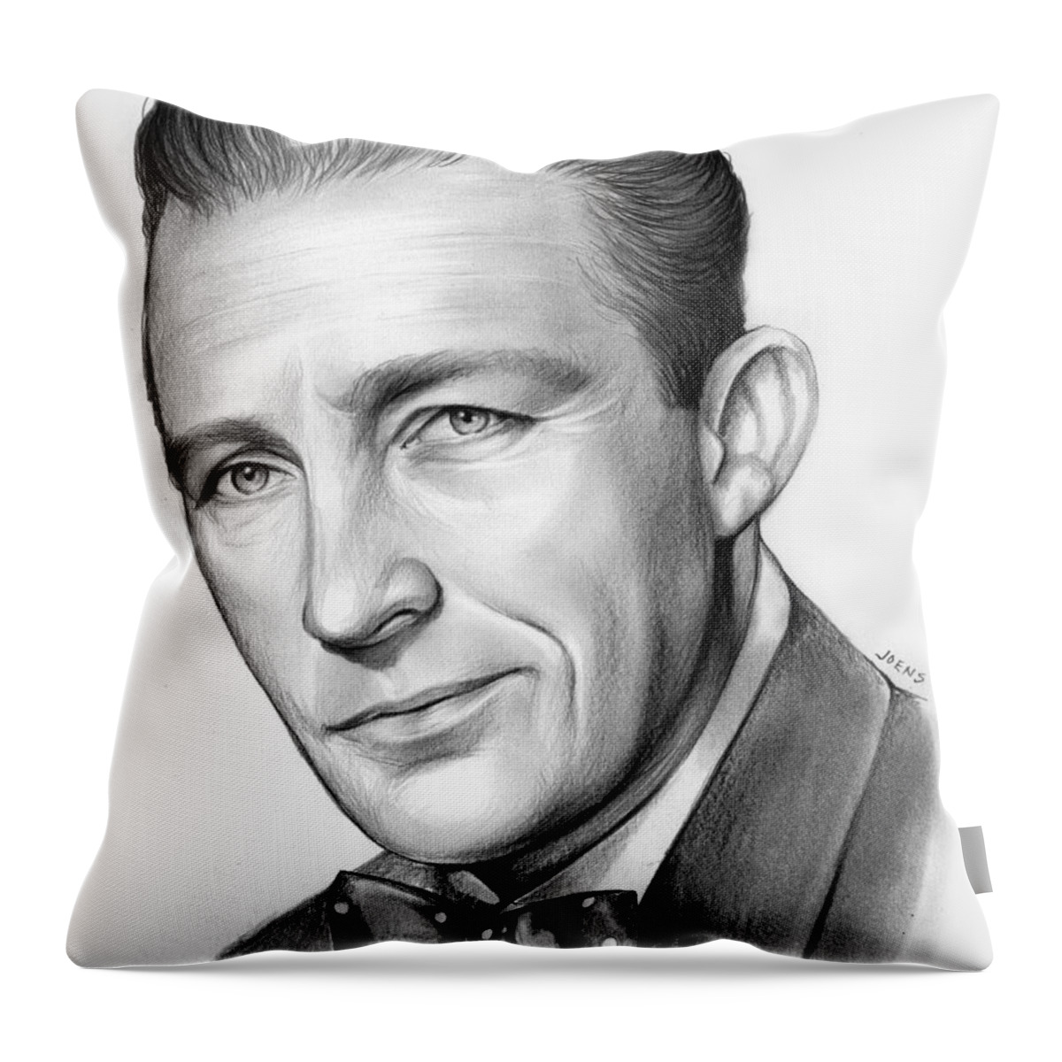 Celebrity Throw Pillow featuring the drawing Bing Crosby by Greg Joens