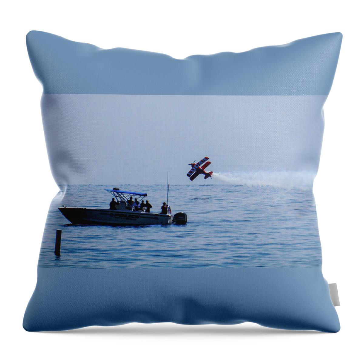 Florida Throw Pillow featuring the photograph Biplane Speed Trap Fort Lauderdale Air Show by Lawrence S Richardson Jr