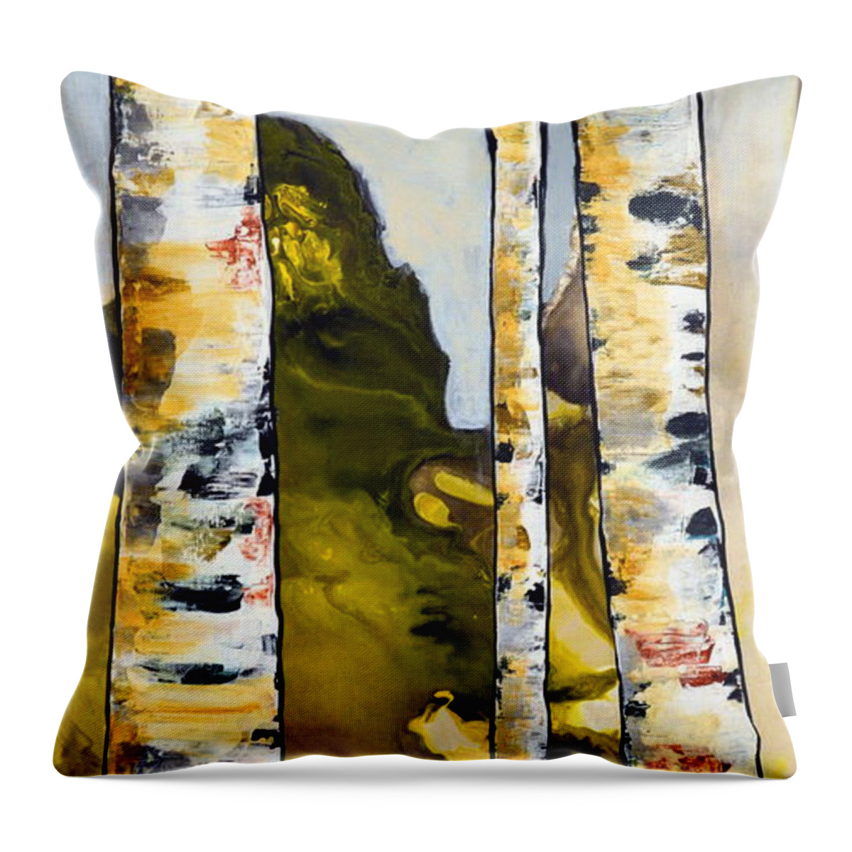Abstract Throw Pillow featuring the painting Birch 1 by Heather Lovat-Fraser