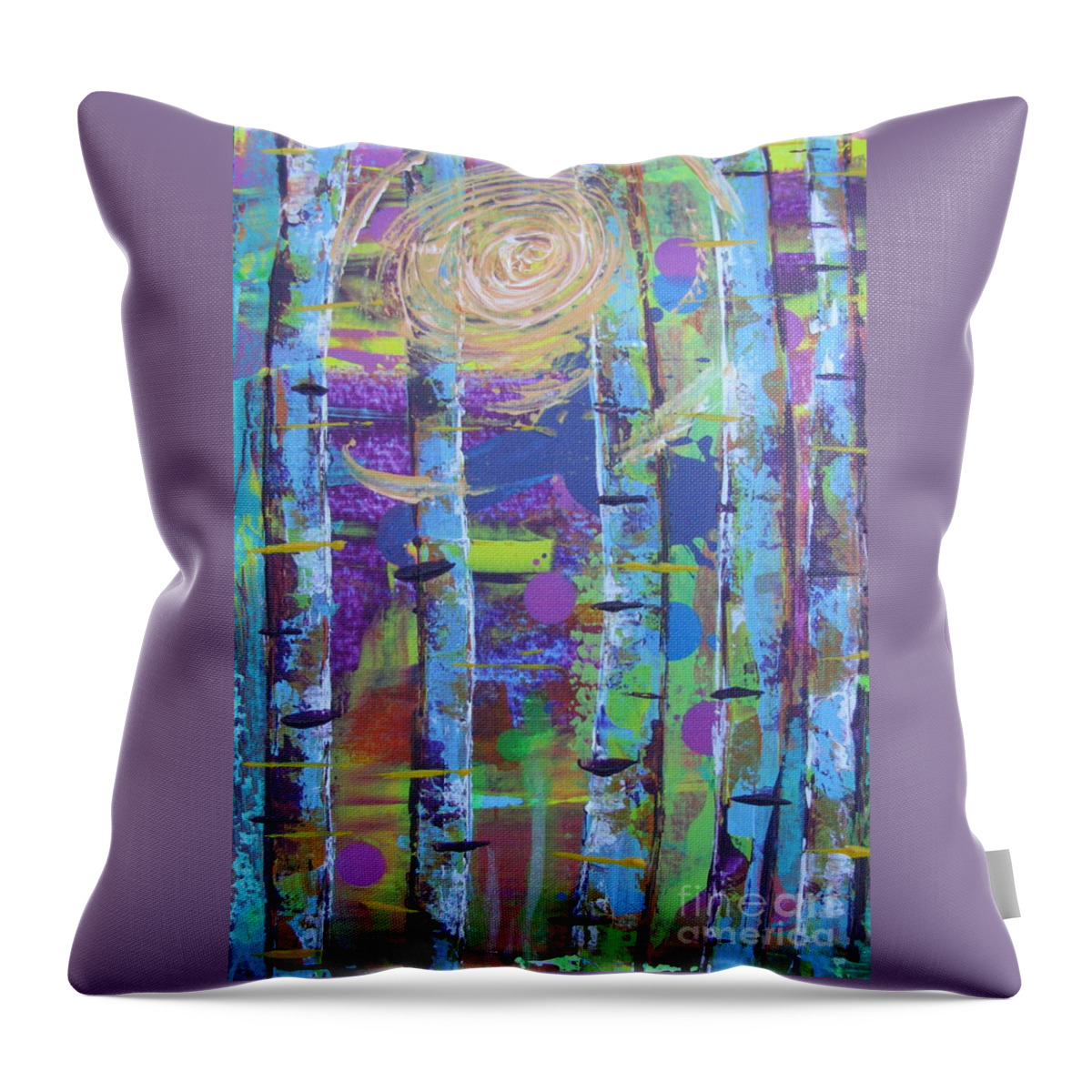 Land Throw Pillow featuring the painting Birch 6 by Jacqueline Athmann