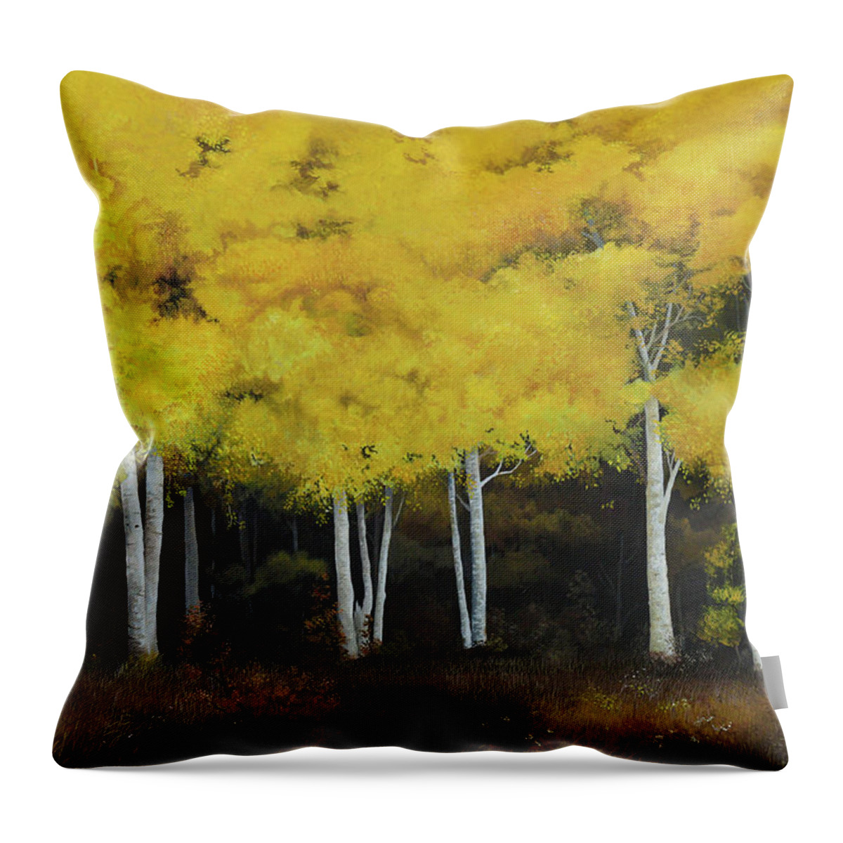 Birches Throw Pillow featuring the painting Birches by Charles Owens