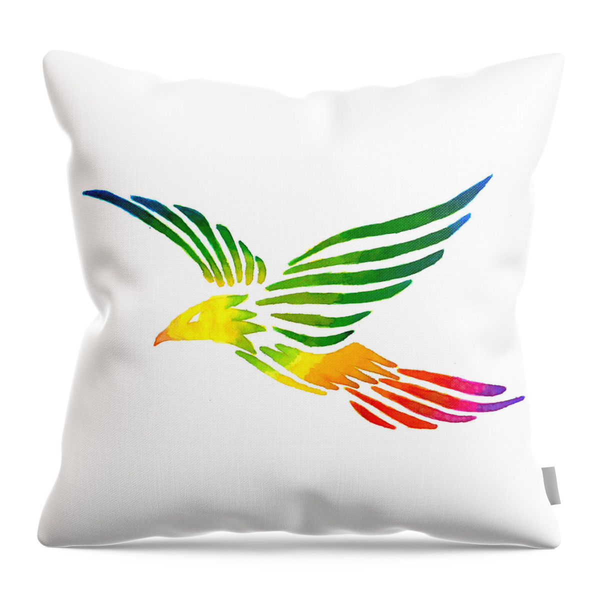 Multicolored Throw Pillow featuring the painting Bird by Sarah Krafft