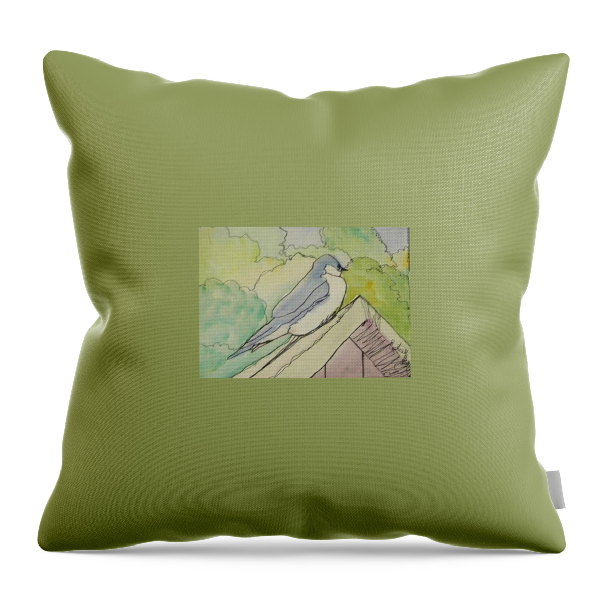 Bird Throw Pillow featuring the painting Bird Sketch by Caroline Henry
